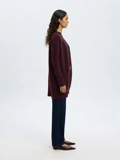 Lulu New Ls Knit Long Cardigan - Fig Melange