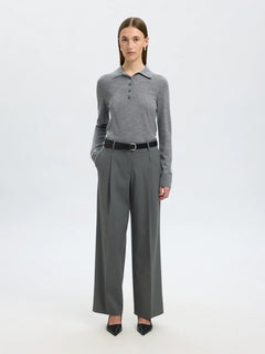 Wide-Rita Lano Mw Pant - Medium Grey Melange