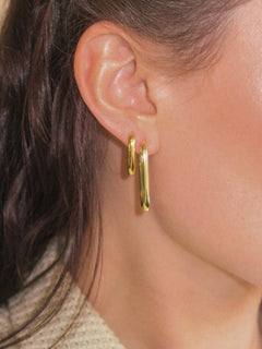 Petite Edge Hoops - Gold