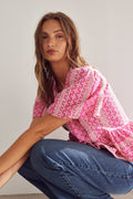 Lorraine Blouse - Pink Sugar Combo