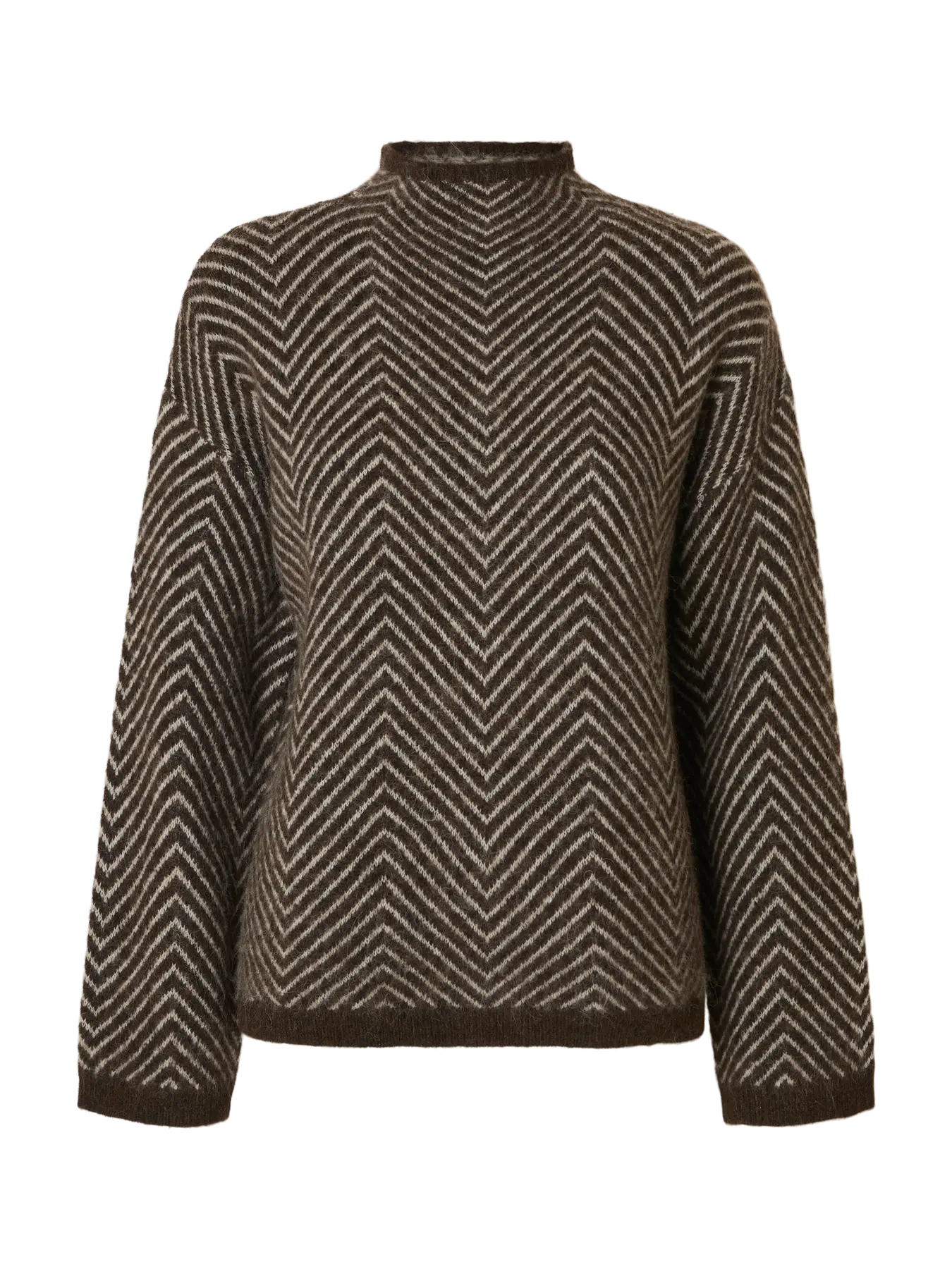 Lulu Ls Herringbone Knit High Neck - Delicioso Birch