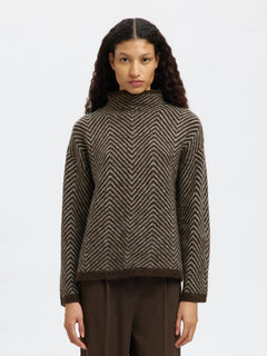 Lulu Ls Herringbone Knit High Neck - Delicioso Birch