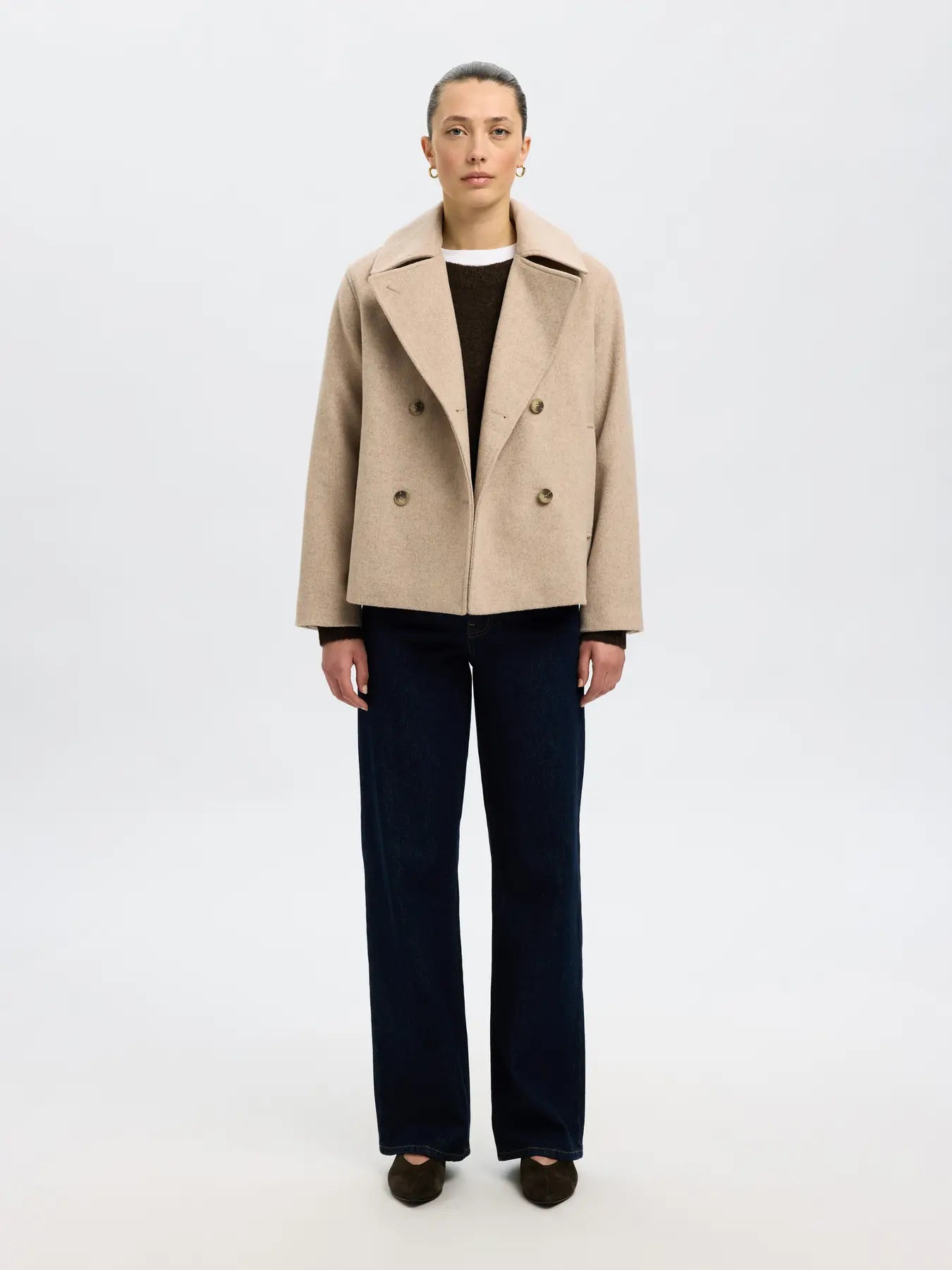 Alma Wool Blend Jacket - Sandshell Melange