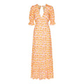Koko Dress Long Open Back Short Sleeves - Peach Flower