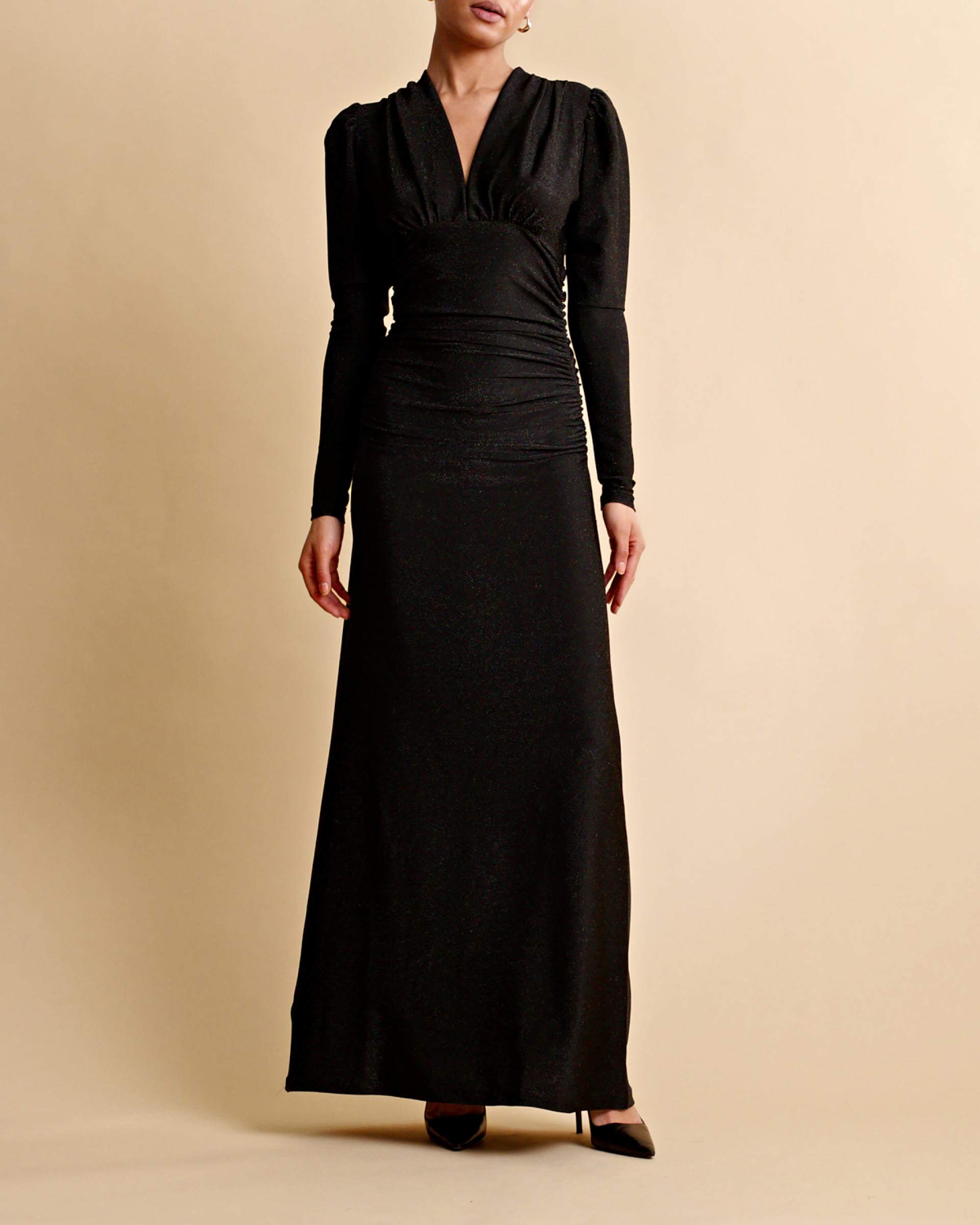 Glitter Jersey Gown - Black