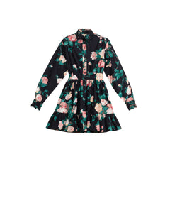 Poplin Mini Dress - Midnight Roses