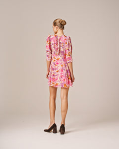 Crepe Mini Dress - Watercolor Bloom