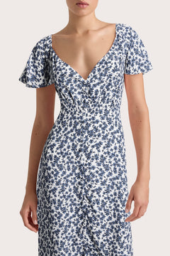 Aurelia Midi Dress - Leilani Print/Mid Blue