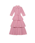 Seersucker Flounce Dress - Pink Checks