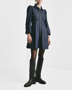 Denim Mini Dress - Dark Blue