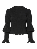 Yaspira Ls Smock Top - Black
