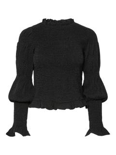 Yaspira Ls Smock Top - Black