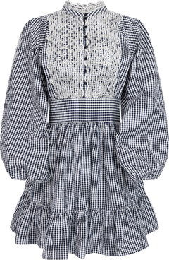Seersucker Mini Dress - Navy Checks