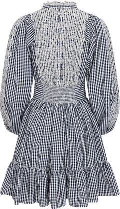 Seersucker Mini Dress - Navy Checks