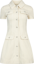 Collared Denim Mini Dress - Cream