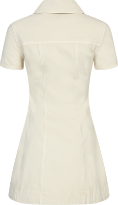 Collared Denim Mini Dress - Cream