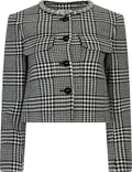 Houndstooth Crystal Trim Jacket - Black And White