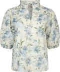Grete S/S Blouse - White/Blue