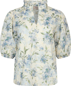 Grete S/S Blouse - White/Blue