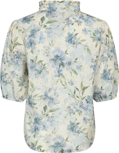 Grete S/S Blouse - White/Blue