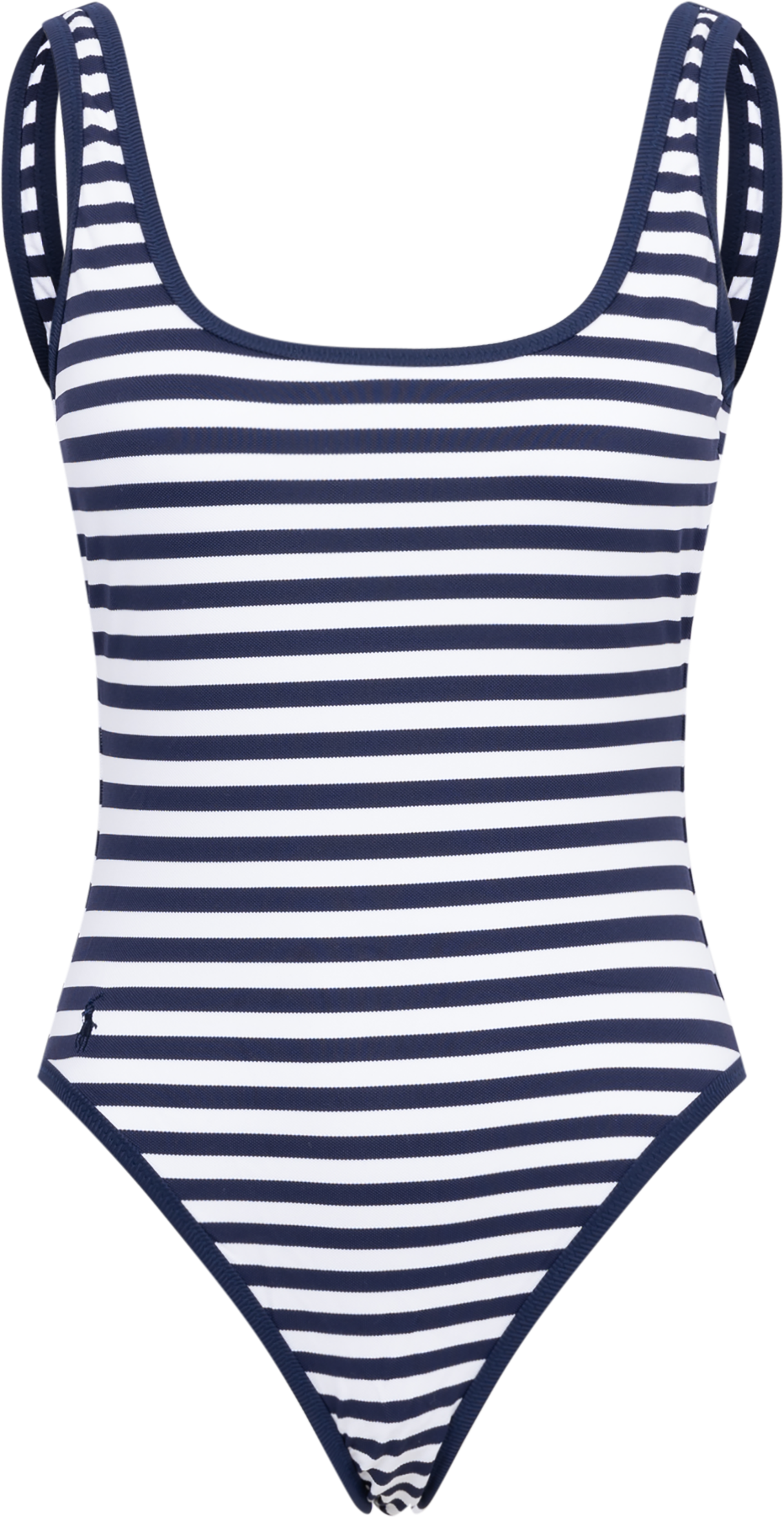 Piquet Stripe Scoopneck Swimsuit - White/Navy
