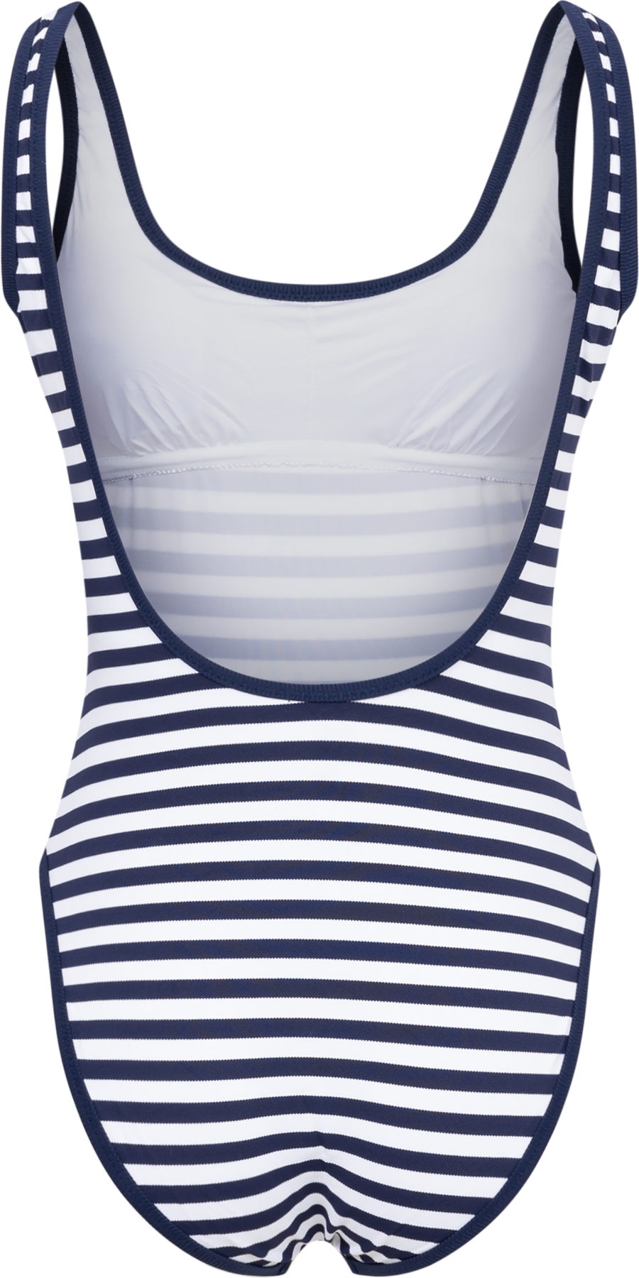 Piquet Stripe Scoopneck Swimsuit - White/Navy