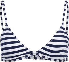 Pique Stripe Triangle Bra Ots - White/Navy