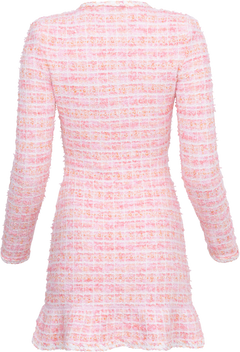 Check Knit Mini Dress - Pink
