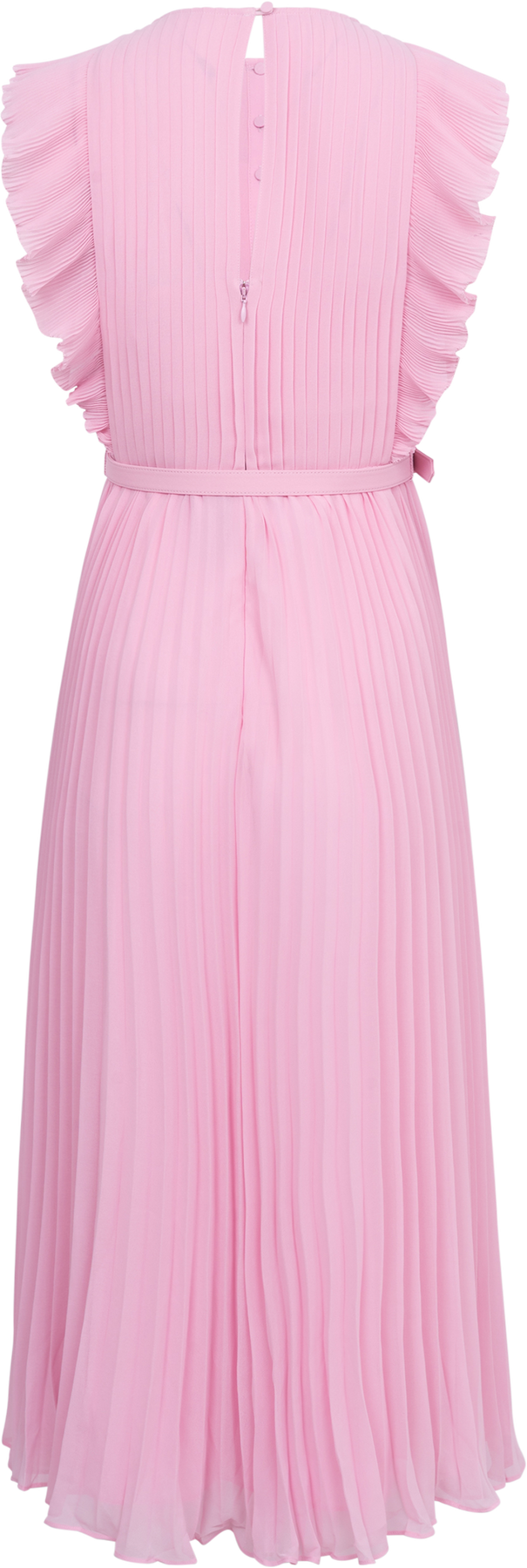 self portrait pink chiffon sleeveless ruffle midi dress Self Portrait Pink Chiffon Sleeveless Ruffle Midi Dress