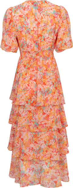 Lainey Dress W Tiered Skirt - Orange