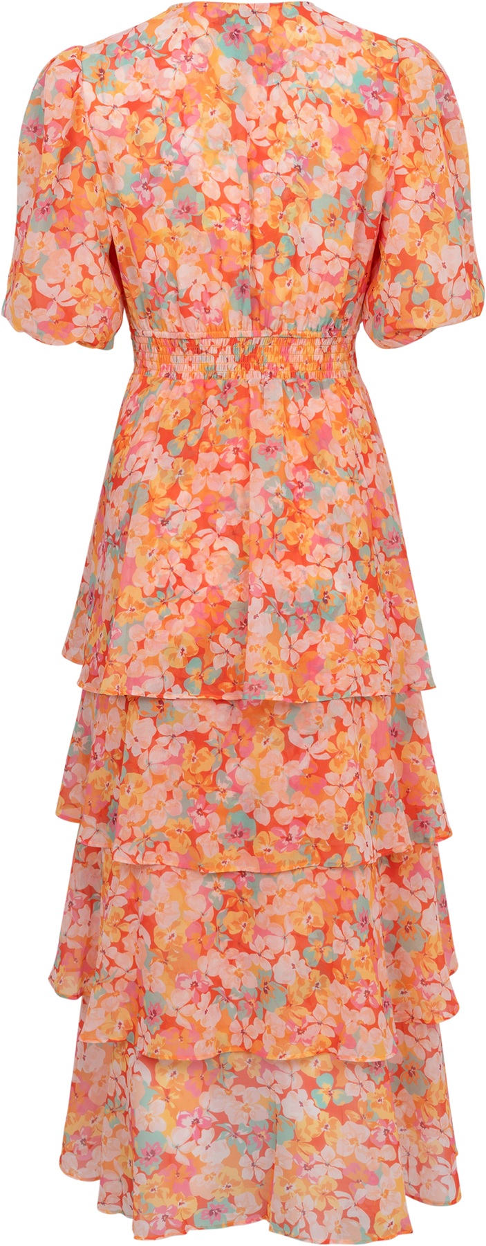 Lainey Dress W Tiered Skirt - Orange