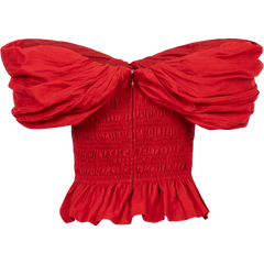 Loren Solid Off Shoulder Top - Ruby
