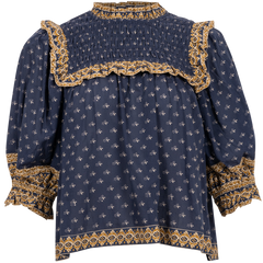 Arlita Print Puff Slv Top - Navy