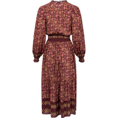 Giulia Print L/Slv Dress - Marron