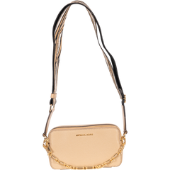 Jet Set Small Pebbled Leather Double Zip Camera Bag - Camel Multi