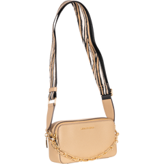 Jet Set Small Pebbled Leather Double Zip Camera Bag - Camel Multi