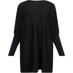 Merino Long Wide Crewneck - Black