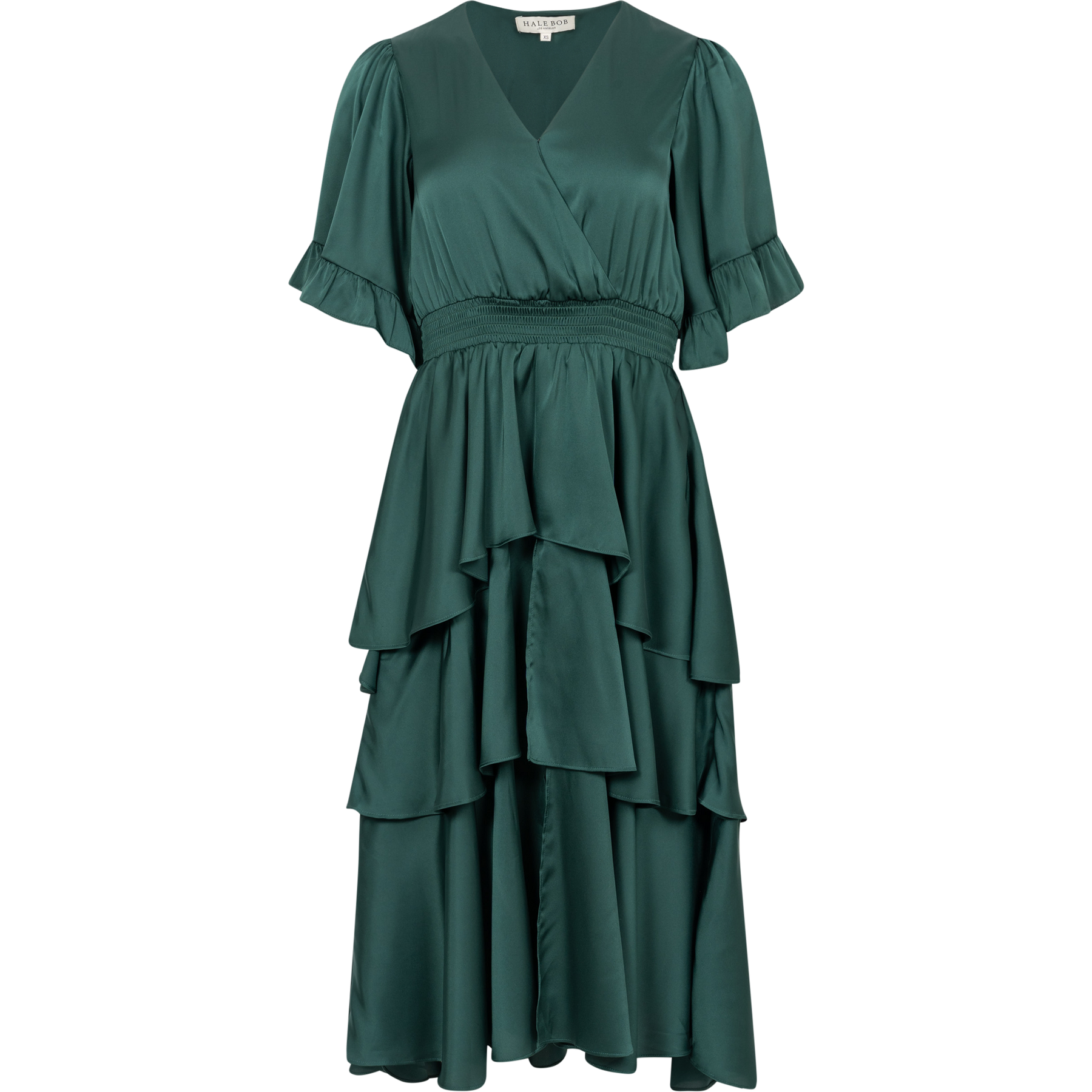 Joy Dress Solid W Tiered Skirt - Green Joy Dress Solid W Tiered Skirt - Green