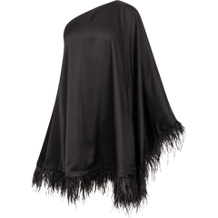 Andrea One-Shoulder Feather Mini Dress - Black