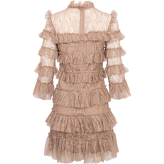 Carmine Frill Mini Lace Dress - Greige