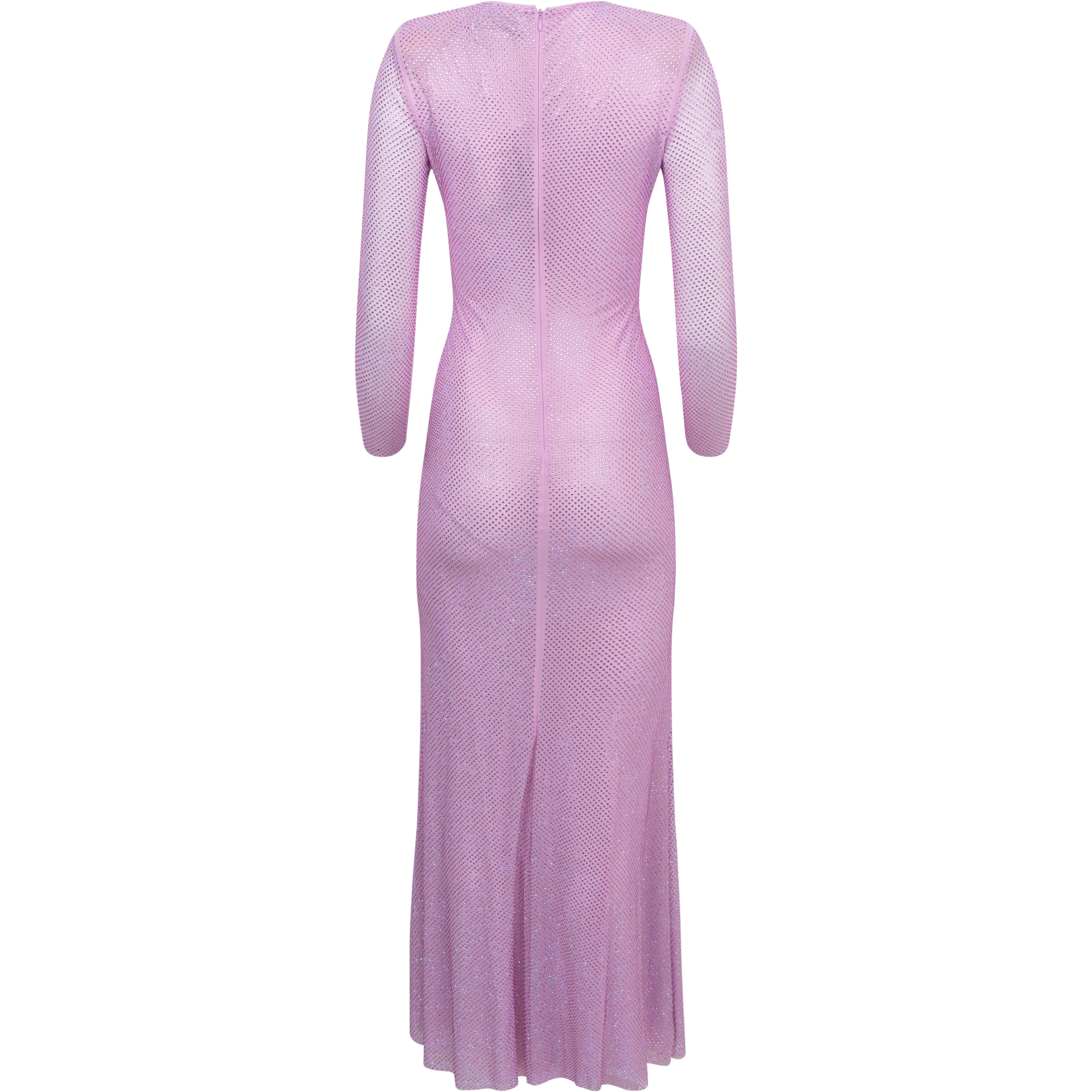 Rhinestone Mesh Maxi Dress - Pink