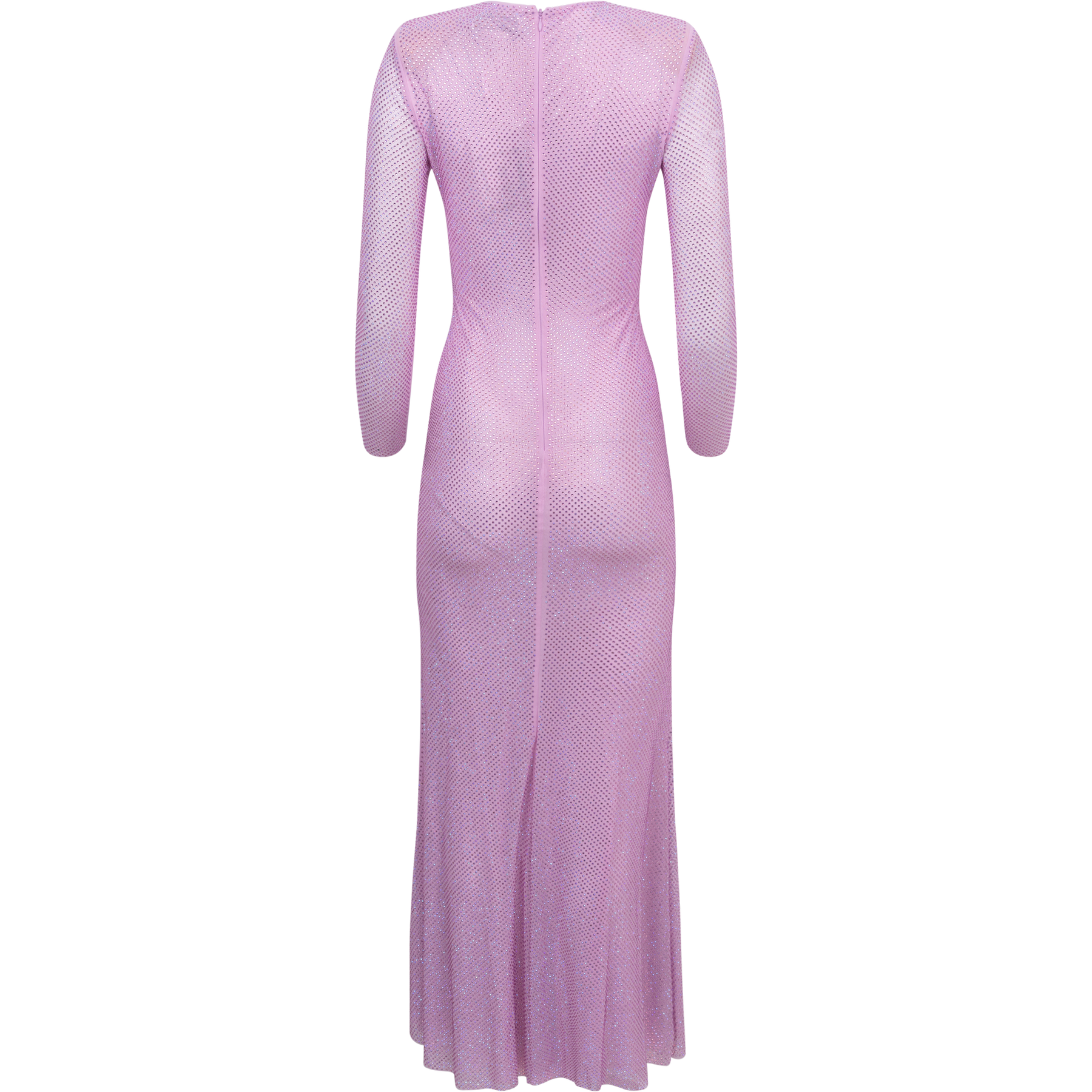 Rhinestone Mesh Maxi Dress - Pink