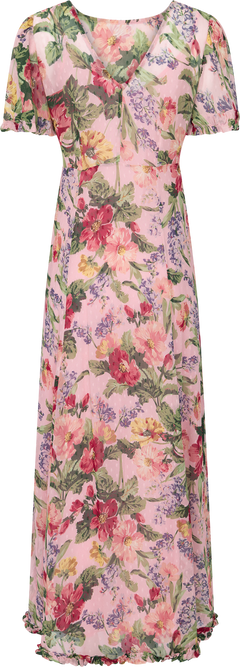 Dotted Georgette Maxi Dress - Pink Blossom