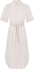 Reg Linen Ss Shirt Dress - Dry Sand