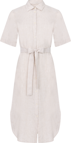 Reg Linen Ss Shirt Dress - Dry Sand