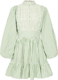 Seersucker Mini Dress - Green Stripe