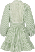 Seersucker Mini Dress - Green Stripe