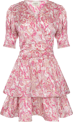 Jade Paisley Satin Dress - Pink