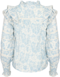 Vårun Flower Dobby Blouse - Blue Dobby Flower