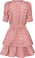 Jade Flower Satin Dress - Coral